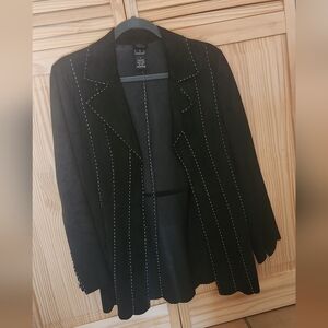 INC International SUEDE Concepts Black Blazer with White Stitching
